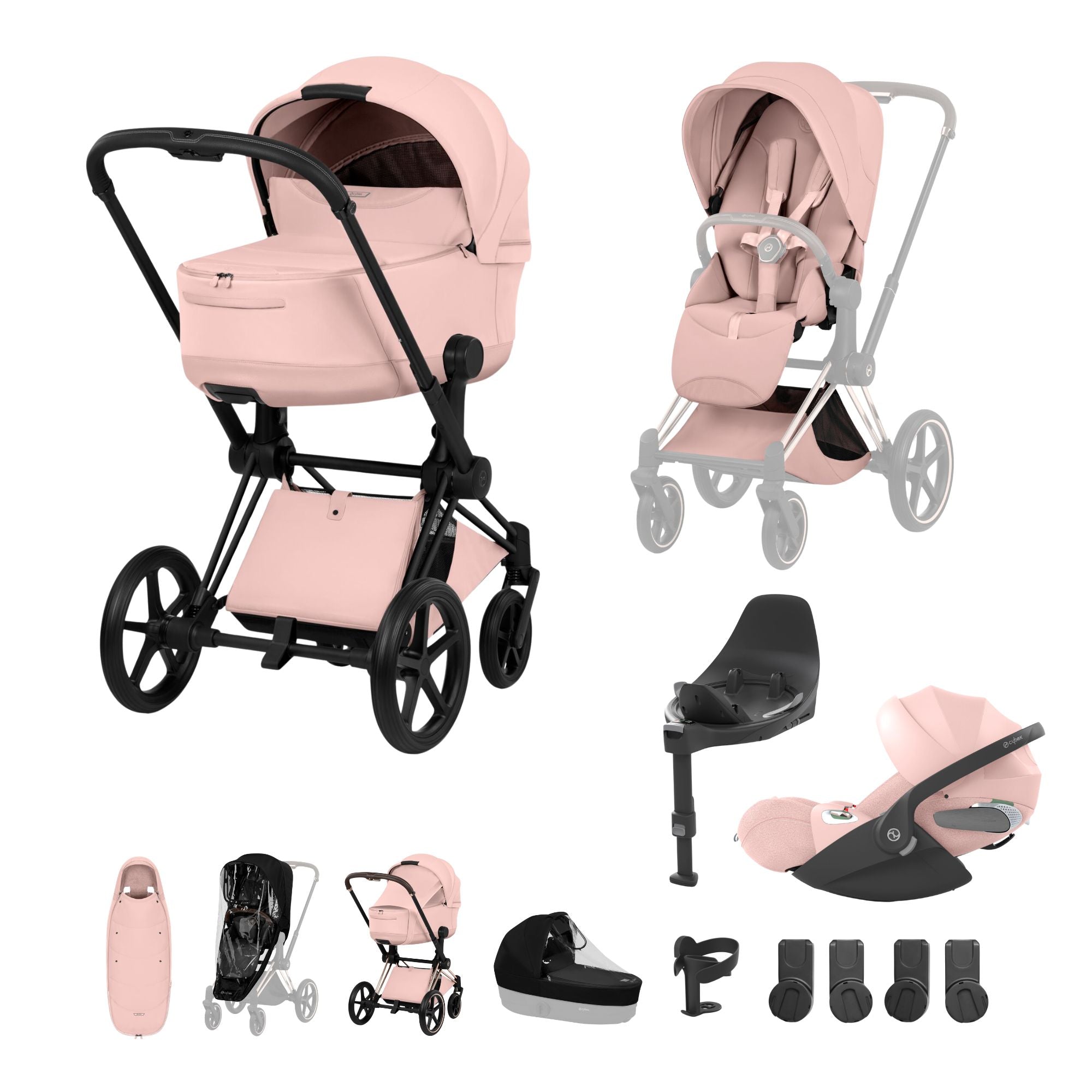 NEW CYBEX PRIAM Ultimate Accessory Bundle - Style Collection - Matt Black Frame