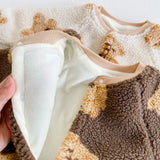 Cozy Crew Club - Bear Fleece Romper - Cream