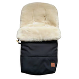 Baa Baby Original Sheepskin Footmuff | Black with Milk Lambskin