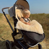 Baa Baby Original Sheepskin Footmuff | Black with Milk Lambskin