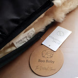 Baa Baby Original Sheepskin Footmuff | Black with Milk Lambskin