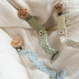 BIBS Pacifier Clip - Blush +Ivory - Knitted