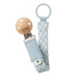 BIBS Pacifier Clip - Blue +Ivory - Knitted