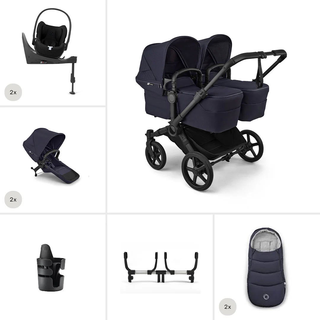 Bugaboo Donkey 6 Twin Pushchair Ultimate Bundle with Cybex Cloud T Plus and 360 Base