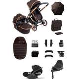 iCandy Peach 8 Complete Bundle with Cybex Cloud T PLUS i-Size Rotating Baby Car Seat - Pecan