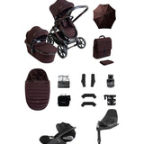 iCandy Peach 8 Complete Bundle with Cybex Cloud T PLUS i-Size Rotating Baby Car Seat - Coffee Bean