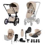 NEW CYBEX e-PRIAM Ultimate Birth and Beyond Bundle  - Comfort Collection - Matt Black Cozy Beige