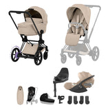 NEW CYBEX e-PRIAM Ultimate Accessory Bundle  - Comfort Collection - Matt Black Cozy Beige