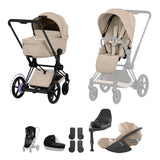 NEW CYBEX e-PRIAM Ultimate Bundle  - Comfort Collection - Matt Black Cozy Beige
