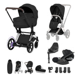 NEW CYBEX ePRIAM Ultimate Accessory Bundle - Style Collection - Chrome Brown Frame Sepia Black