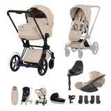 NEW CYBEX ePRIAM Ultimate Accessory Bundle - Style Collection - Matt Black Frame Cozy Beige