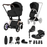 NEW CYBEX ePRIAM Ultimate Accessory Bundle - Style Collection - Rose Gold Frame Sepia Black