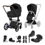 NEW CYBEX ePRIAM Ultimate Bundle - Style Collection - Chrome Brown Frame Sepia Black