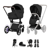 NEW CYBEX ePRIAM Pushchair & Fold Cot Bundle - Style Collection - Chrome Brown Sepia Black