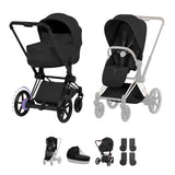 NEW CYBEX ePRIAM Pushchair & Fold Cot Bundle - Style Collection - Matt Black Sepia Black