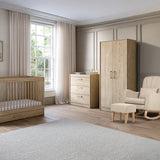 Silver Cross Geneva 3 Piece Nursery Set with Convertible Cot to Toddler Bed, Dresser & Wardrobe