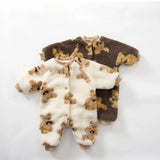 Cozy Crew Club - Bear Fleece Romper - Cream