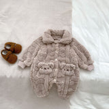 Cozy Crew Club - The Fur Bear Lining Fluffy Coat Romper