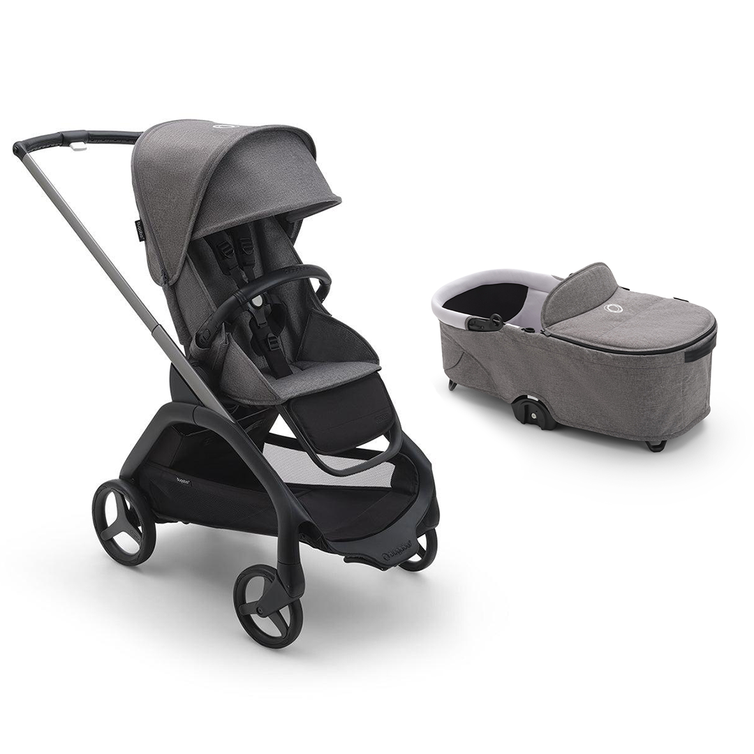 Bugaboo Dragonfly Complete Pushchair - Grey Melange-Strollers-Grey Melange-With Carrycot- Natural Baby Shower