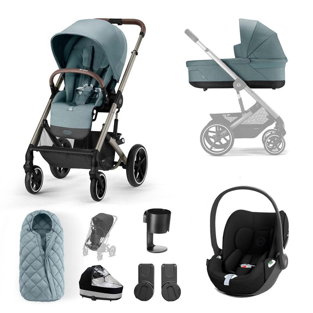 CYBEX Balios S Lux + Cloud T Luxury Bundle - Sky Blue-Travel Systems-No Base-SNOGGA Footmuff- Natural Baby Shower