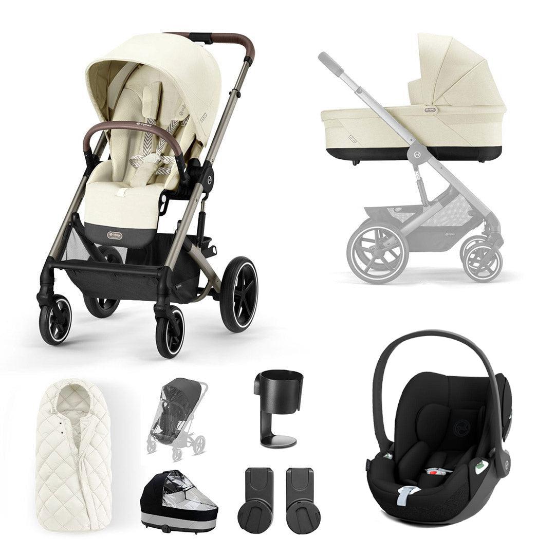 CYBEX Balios S Lux + Cloud T Luxury Bundle - Seashell Beige-Travel Systems-No Base-SNOGGA Footmuff- Natural Baby Shower