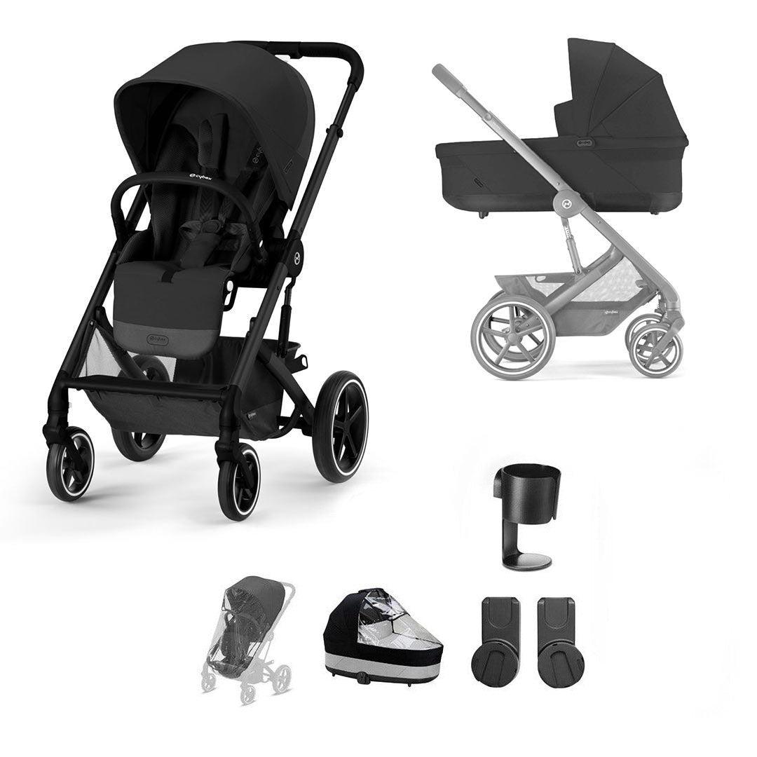 CYBEX Balios S Lux Essential Bundle - Moon Black-Stroller Bundles-Moon Black-No Footmuff- Natural Baby Shower