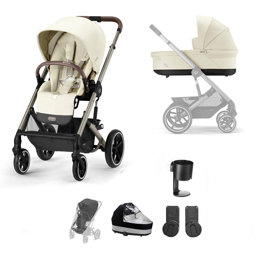 CYBEX Balios S Lux Essential Bundle - Seashell Beige-Stroller Bundles-Seashell Beige-No Footmuff- Natural Baby Shower