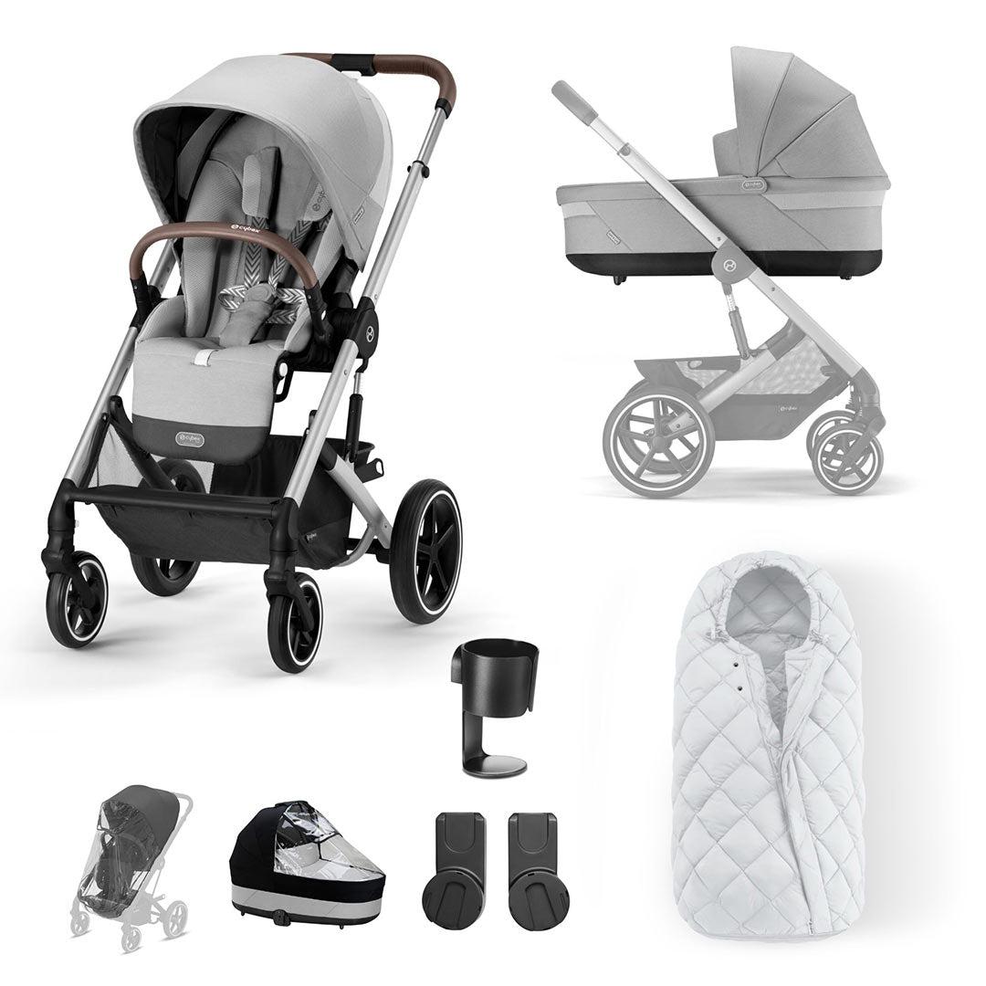 CYBEX Balios S Lux Essential Bundle - Lava Grey-Stroller Bundles-Lava Grey-SNOGGA Footmuff- Natural Baby Shower