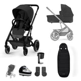 CYBEX Balios S Lux Essential Bundle - Moon Black-Stroller Bundles-Moon Black-Gold Footmuff- Natural Baby Shower