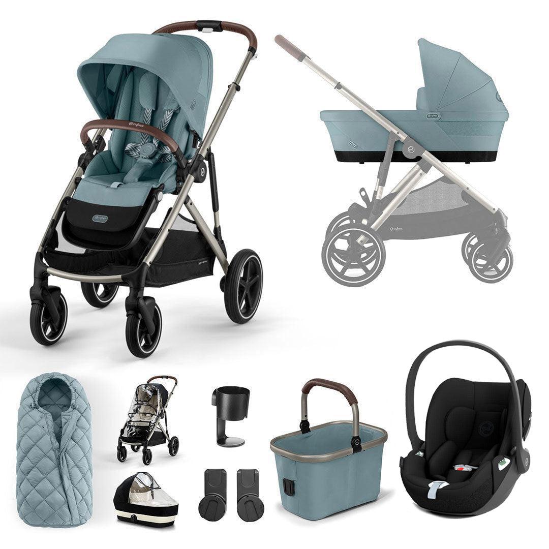 CYBEX Gazelle S + Cloud T Luxury Bundle - Sky Blue-Travel Systems-No Base- Natural Baby Shower