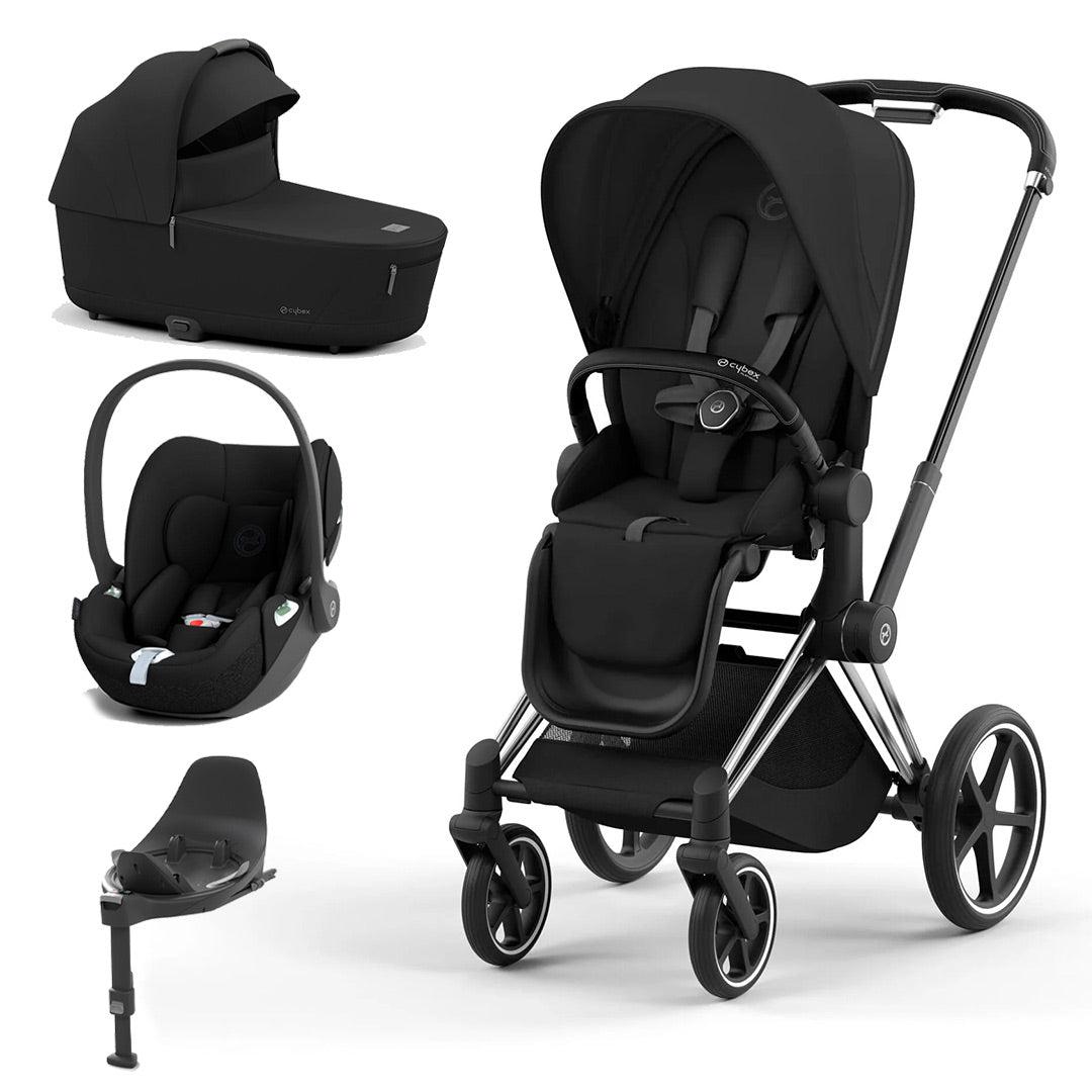 CYBEX Priam Cloud T Travel System - Sepia Black-Travel Systems-Chrome Black-Lux-Cloud T + Base- Natural Baby Shower
